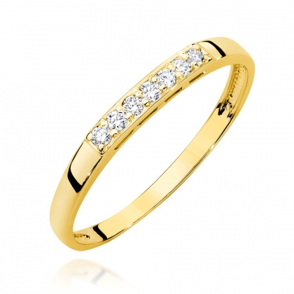 Modowy pierścionek - obrączka złoto próby 585 z Brylantami 0,10ct. W-0619
